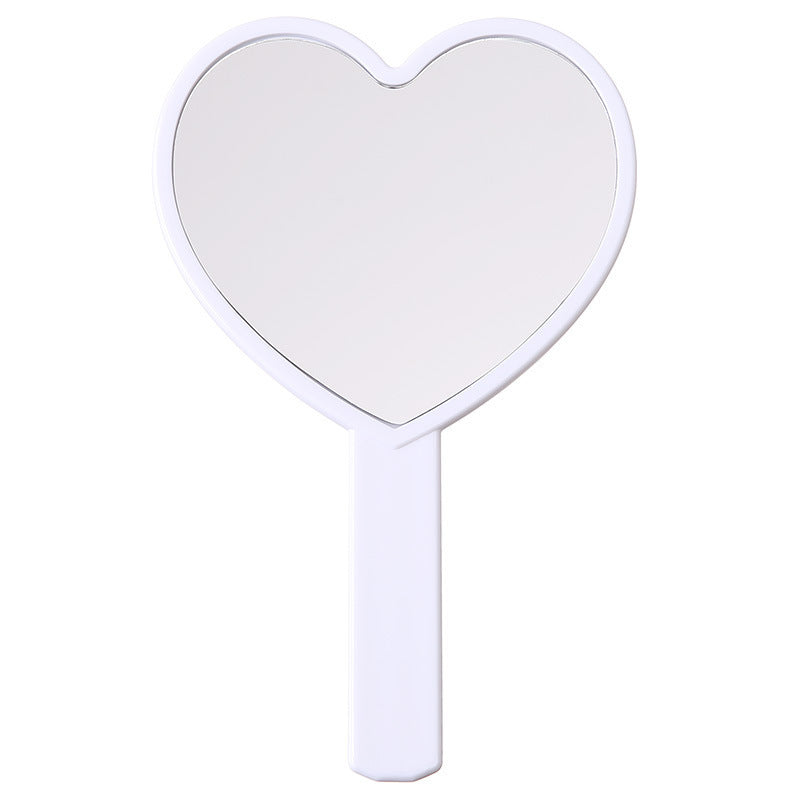 Heart shaped portable makeup mirror with handle
