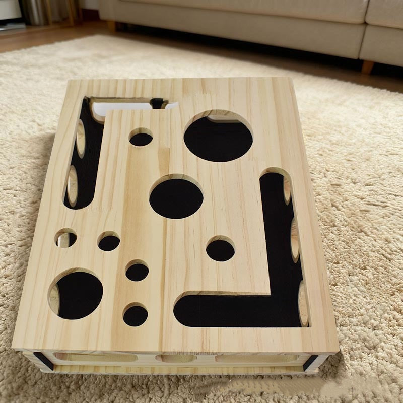 Solid Wood Cat Maze Toy Box