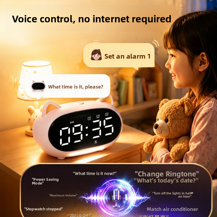 Smart Voice Electronic Alarm Clock with Night Light