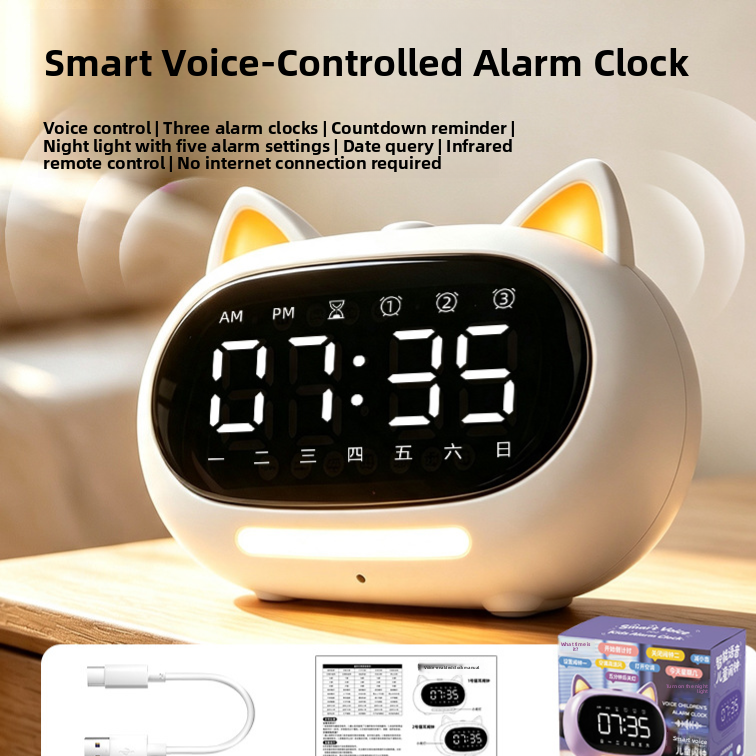 Smart Voice Electronic Alarm Clock with Night Light