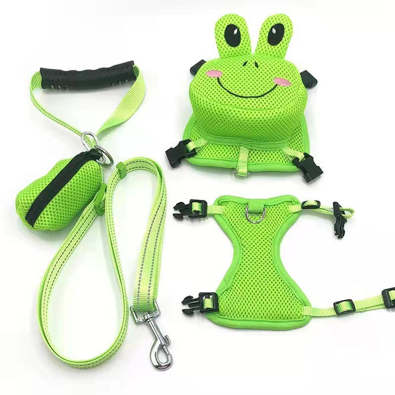 The pet goes out in its backpack