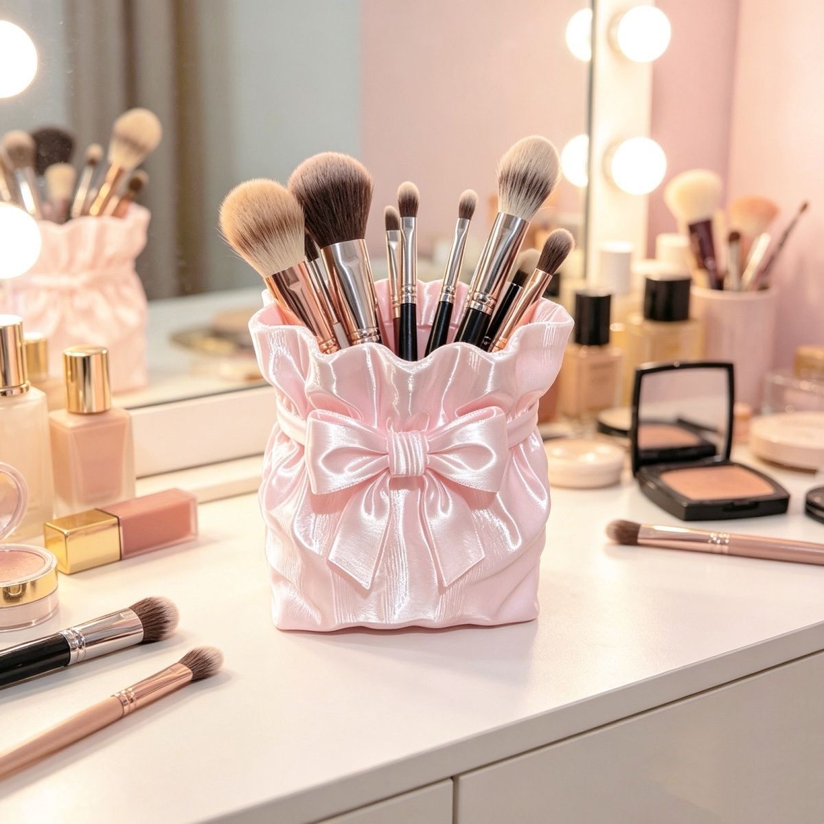 Satin Bowknot Storage Organizer Box