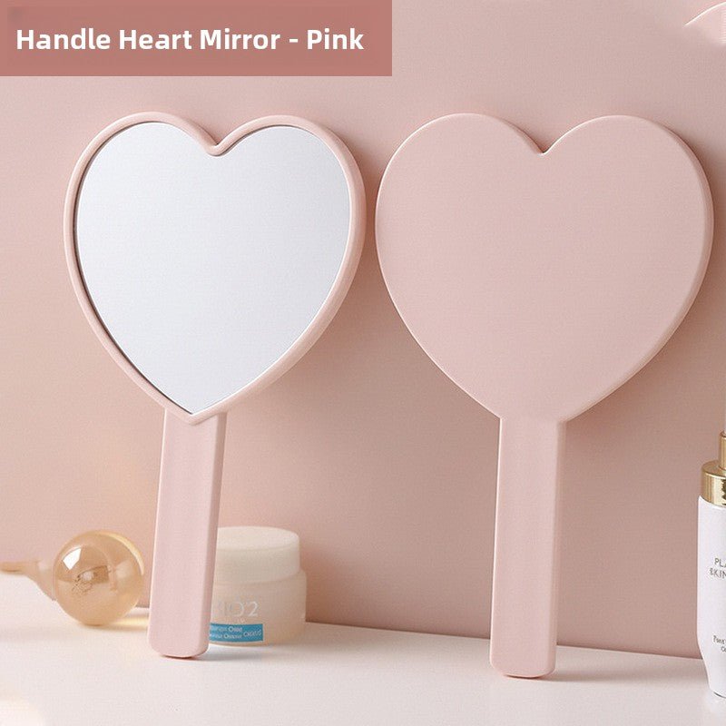 Heart shaped portable makeup mirror with handle