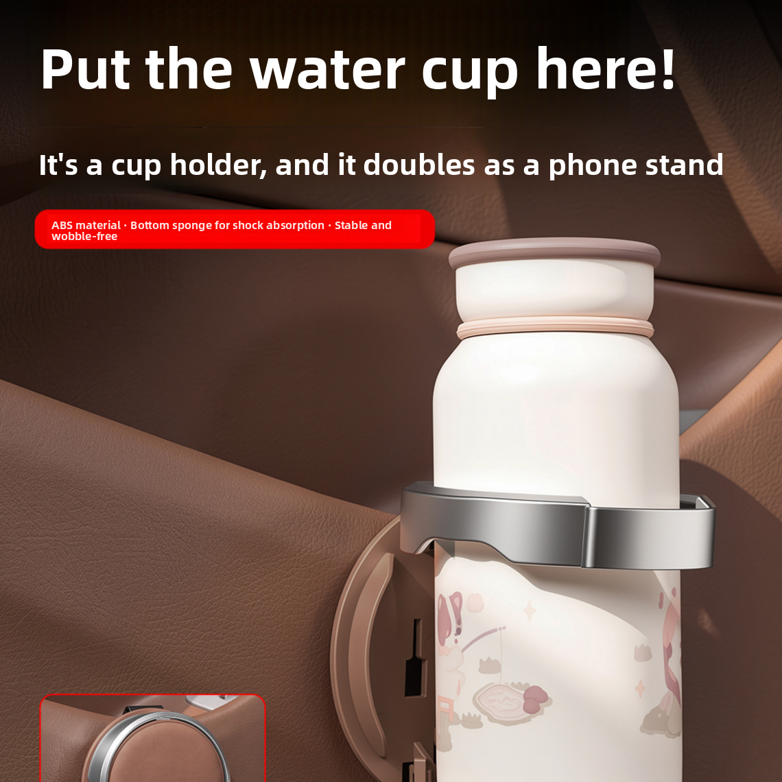 Car door cup holders for in-car storage