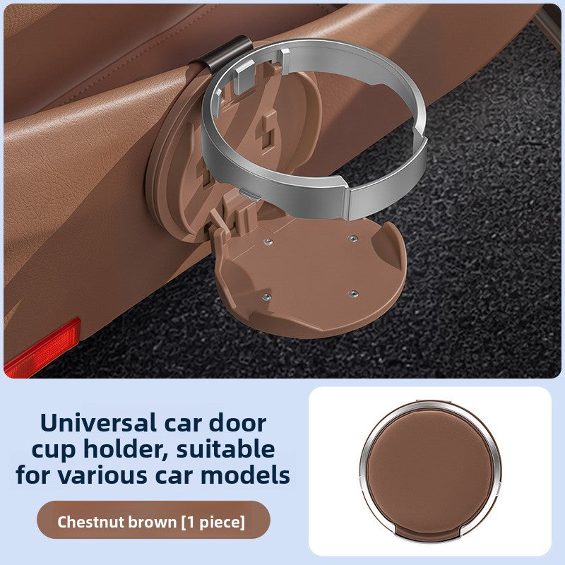 Car door cup holders for in-car storage