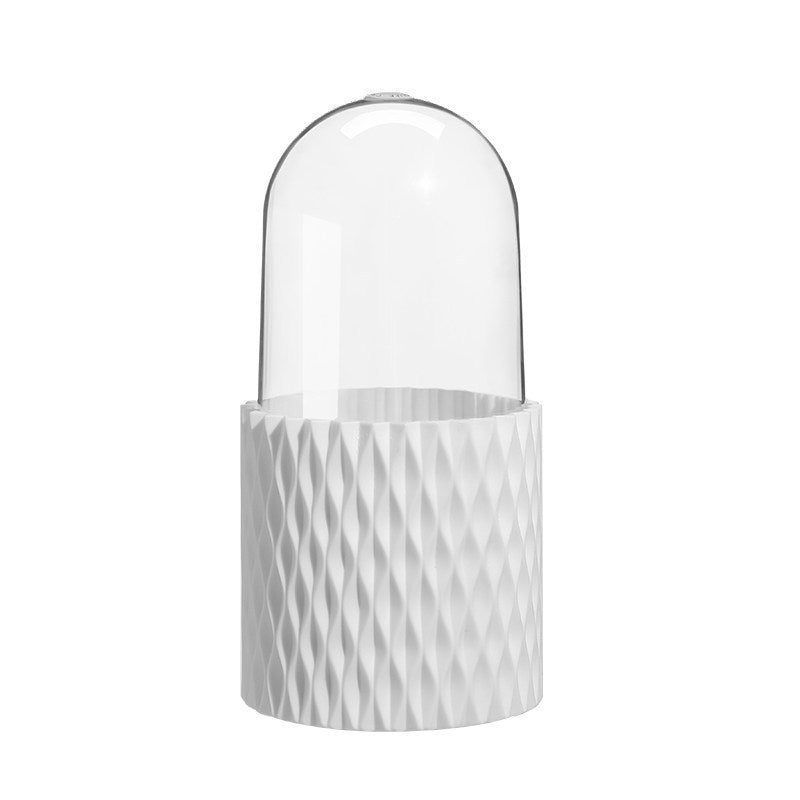 Transparent Makeup Brush Organizer with Rotating Lid