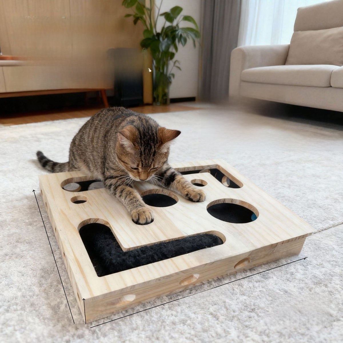 Solid Wood Cat Maze Toy Box