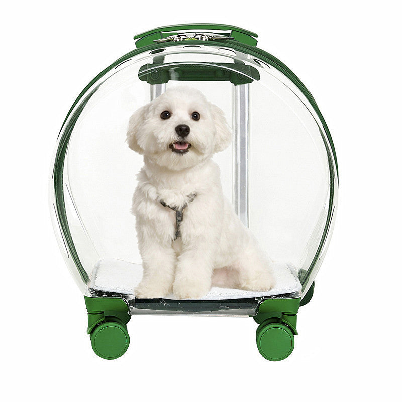 Transparent Pet Travel Carrier with Wheels