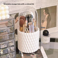 Transparent Makeup Brush Organizer with Rotating Lid
